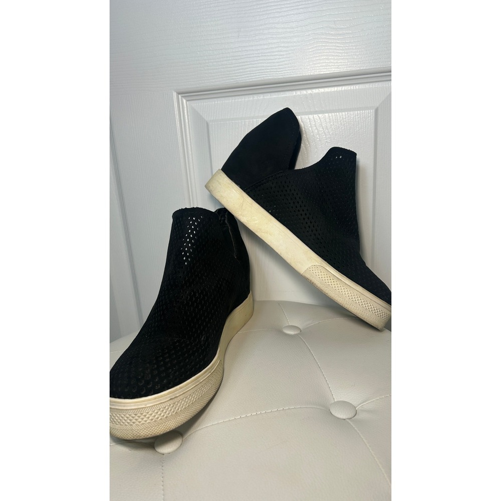 Steve Madden Black Perforated Wedge Sneakers 10 Wrath Platform Booties Mesh